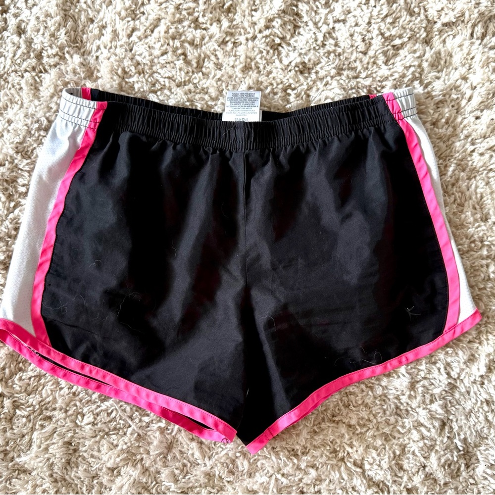Girls Black and Pink Athletic Shorts